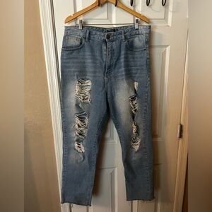 Nasty Gal Distressed Straight Leg Jeans
